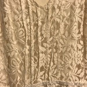 White Floral Lace Dress With Pockets